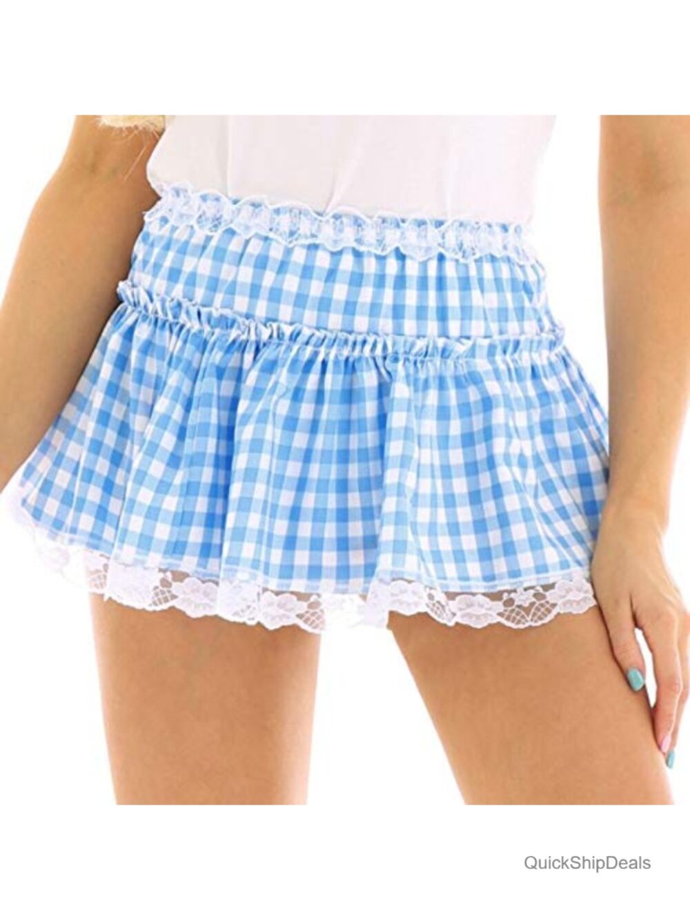 Pleated Mini Skirt Polyester Blend Ruffle A-Line Y2K Gingham Cosplay